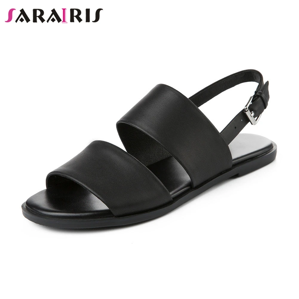 

SARAIRIS Brand New Big Size 33-43 women's Genuine Leather Women Shoes Woman Casual Comfortable Summer Sandals Girl Shoes
