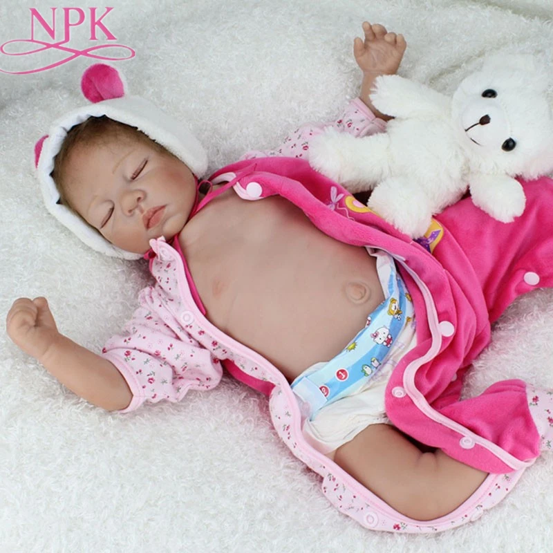 

NPK Bebes 20 Inche Silicone Reborn Baby Dolls Belly Adorable Soft Lifelike Doll Body Toys For Girls Babies bebe Doll Gift Toys