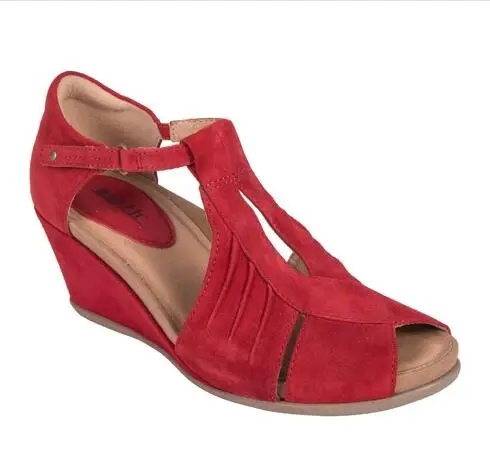 

18 year new high-end cowhide slope and fish mouth comfortable women's shoes antique sandals