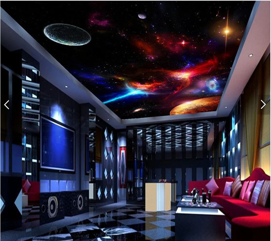 Custom ceiling wallpaperfantasy sky universe murals for living room