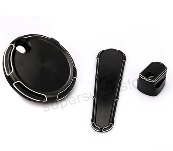 

CNC Black Beveled Dash Insert harley street glide Fuel Door road king Ignition Switch Cover harley Touring FLHX FLTRX 2014-2017