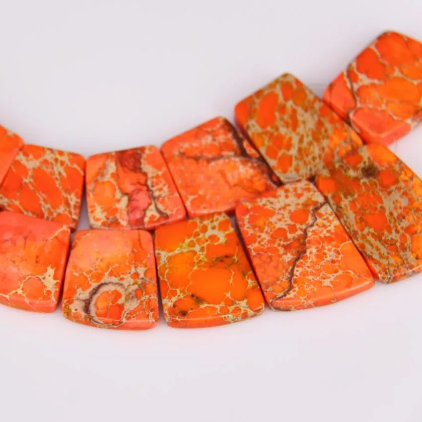 15 шт модное ожерелье для изготовления ювелирных изделий, оранжевый морской осадочный Камень Топ просверленная плита бусины, Градуированные окрашенные драгоценные камни кулон
