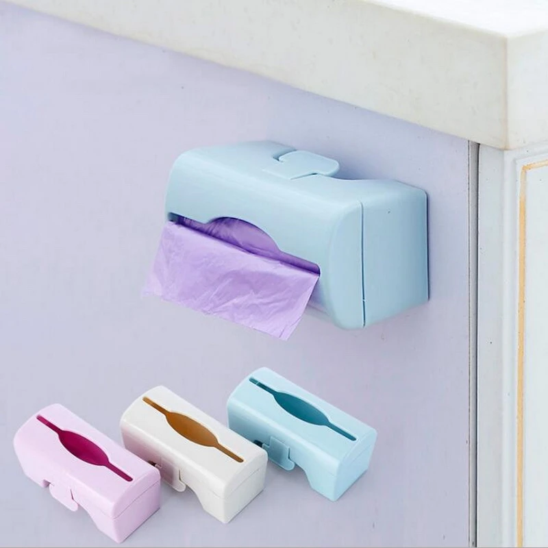 

Self-adhesive Wall-Mounted Garbage Bag Storage Box Container Multi-purpose Kitchen Bathroom Organization Storage Plastic Tray