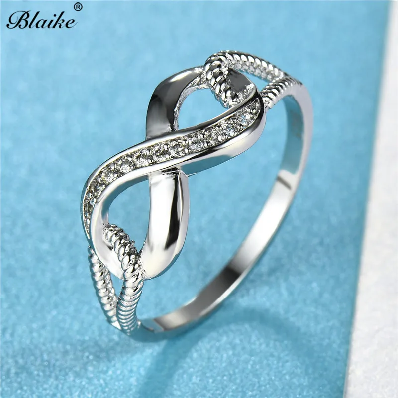 

Blaike Exquisite White 8 shape Infinity Rings For Women Wedding Engagement Promise Ring Jewelry Valentine's Day Gifts For Her