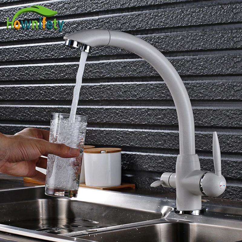 

White Color Kitchen Sink Faucet Purification Faucet Double Handle Mixer Tap Hot and Cold Water Pure Water Mixer Tap