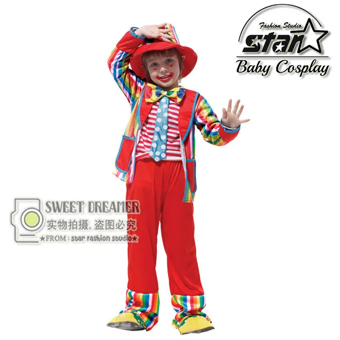 

Halloween Costumes Kids Children Circus Clown Costume Naughty Joker Fancy Fantasia Infantil Cosplay Clothing for Boys Girls
