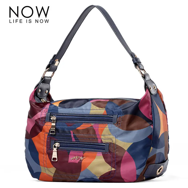 

NOW Women New Arrival Hobos Nylon Single Shoulder Bags For Lady Circle Patchwork Versatile Totes Fashion Casual Zipper Handbags