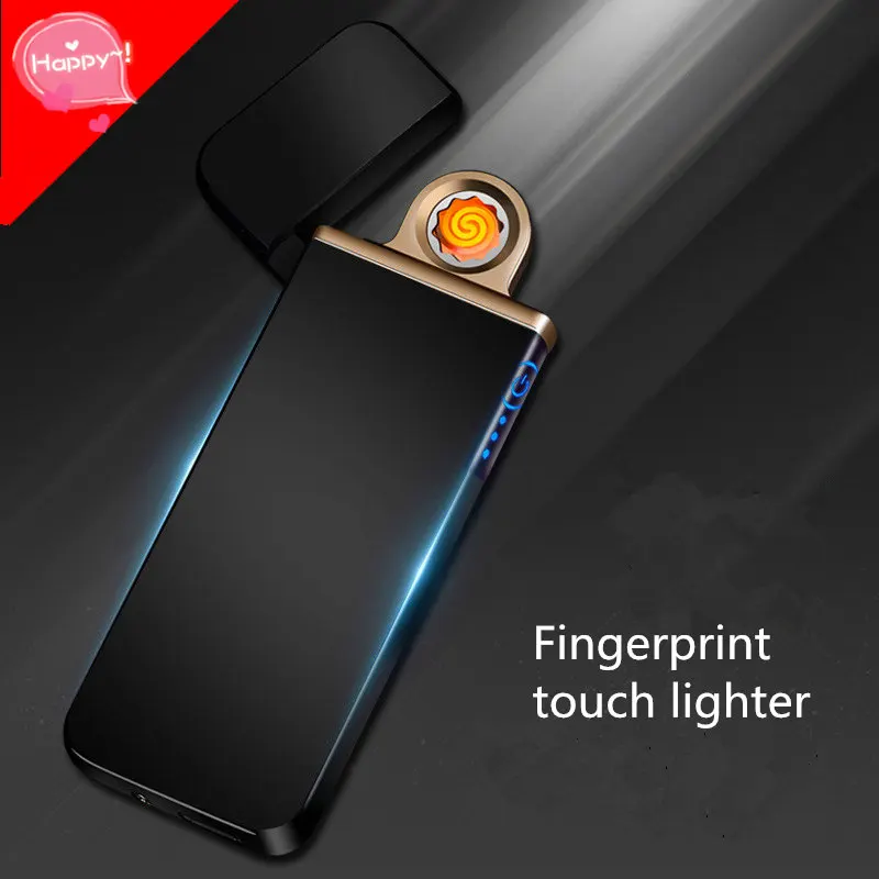 

Electronic windproof touch sensing USB charging double-sided cigarette lighter advertising lighter<br>