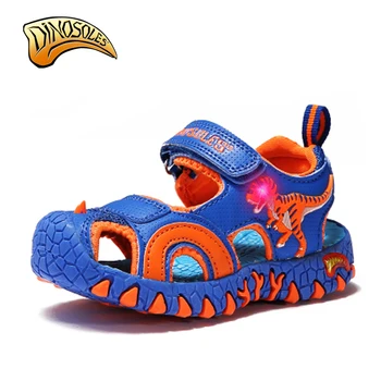 

Dinoskulls Rubber Closed Toe Sandals Children'S Summer Sandals Boys Fashion Sandals For Kid Anti-Slip Casual 3D Dinosaur Shoes