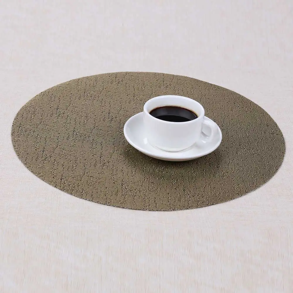 35cm/ 13.8inch Green Brown Beige Gold Round Table Mat Waterproof Table Cloth Pad Slip-resistant Pad Dining PVC Placemat