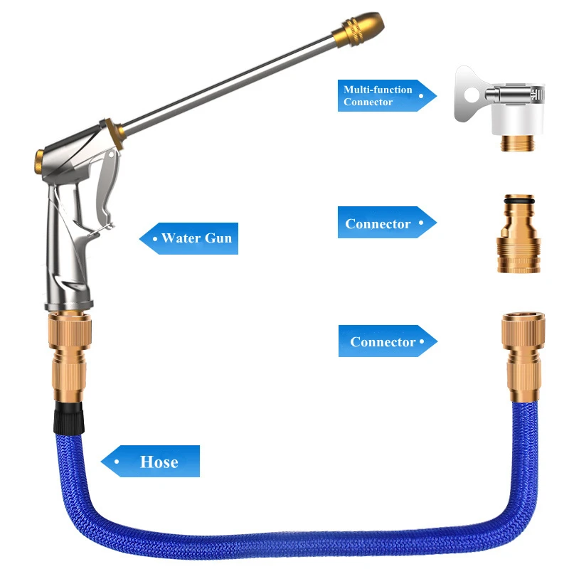 Автомобильный пистолет-распылитель высокого давления вода мытья автомобиля шланг набор 7,5 м-22 м многоцелевой домашний Телескопический
