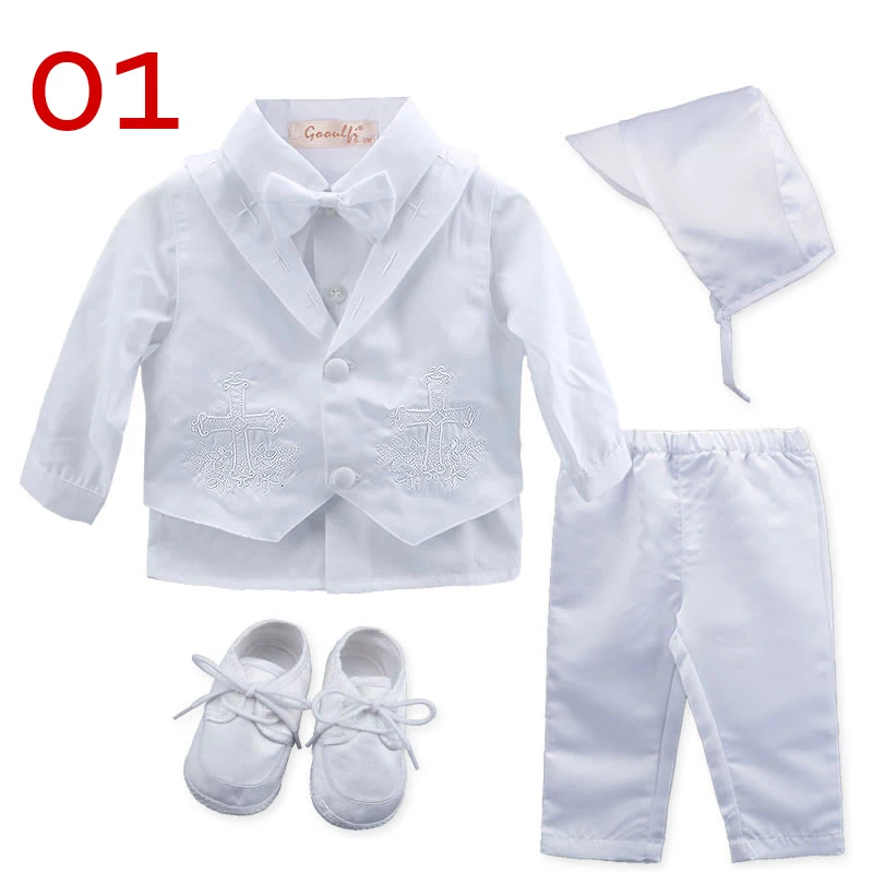 Gooulfi Детские крестины для мальчиков крестины детское крещение мальчика одежда для мальчика крещение мальчика одежда для малышей комплект одежды для новорожденных - Цвет: 01 white