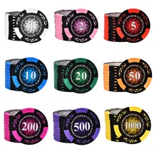 25 шт./компл. фишки для покера Техасский Холдем 14 г глины Круглые значение монеты казино покера