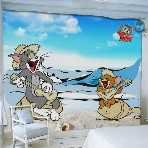 

Bacaz 8D Large Papel Mural Mouse Cat 3d Cartoon Wallpaper Mural 3D Photo Mural 3d Cartoon Wall Sticker for Child Kids Room