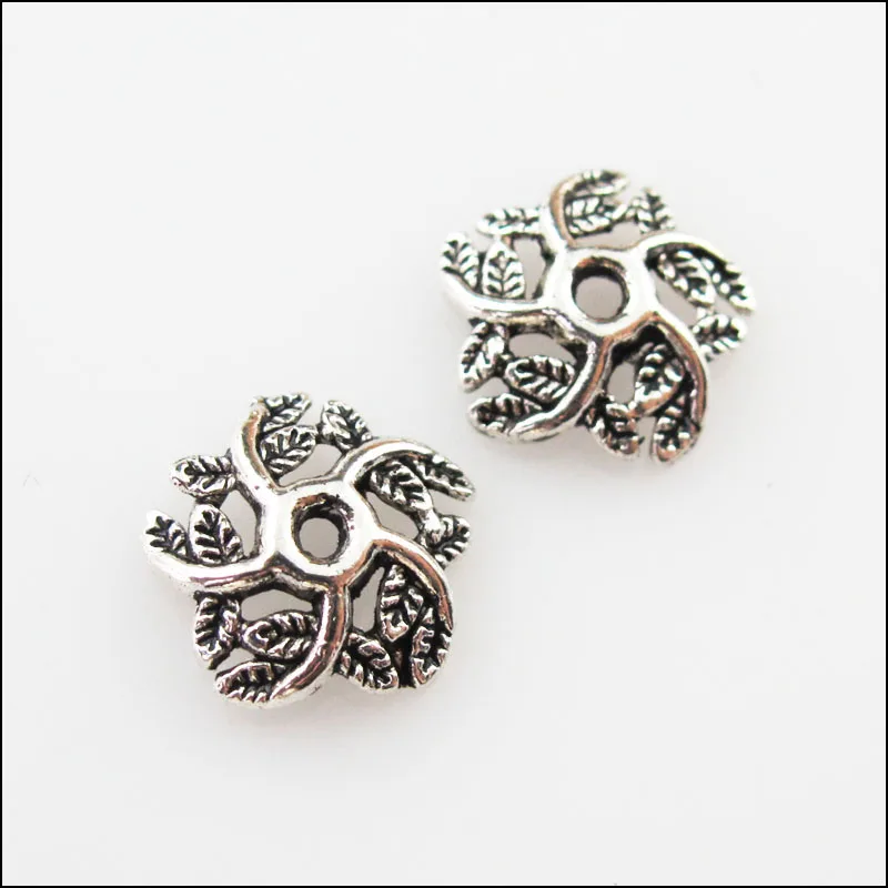 

30Pcs Tibetan Silver Leaf Star Flower End Bead Caps Connectors 11mm