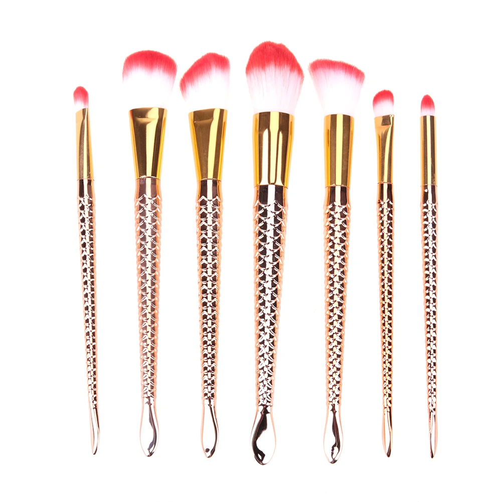 

7pcs/set Fish Tail Makeup Brushes Unicore Mermaid Facial Contour Concealer Foundation Blush Eyeshadow Powder Brush Cosmetic Tool