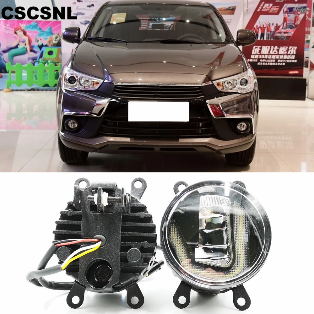 3-IN-1 Functions Auto LED DRL Daytime Running Light Car Projector Fog Lamp with yellow signal For Mitsubishi ASX 2011-2018 | Автомобили и