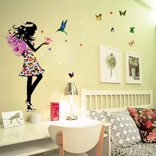 Красивая бабочка эльф Искусство Наклейка на стену для детской комнаты домашний декоративный фон Наклейка на стену детская спальня Виниловые стены S