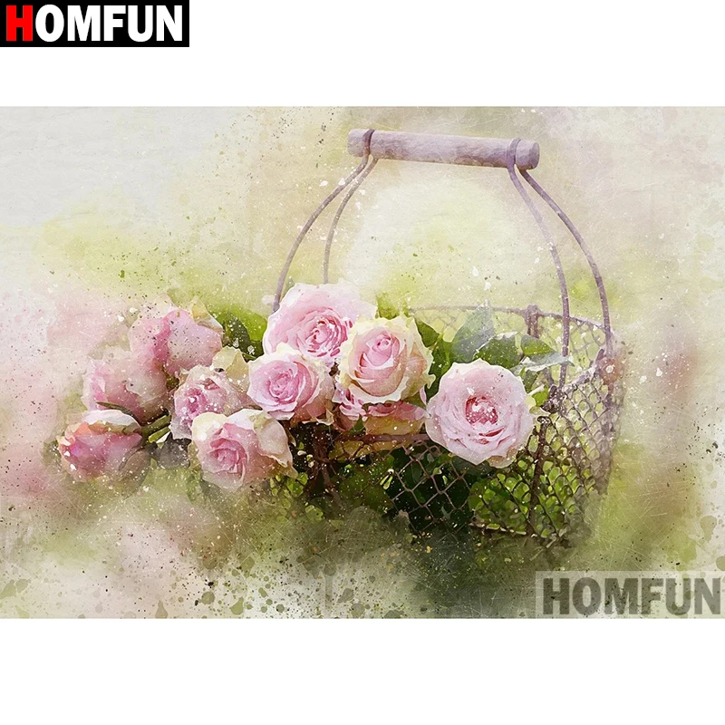 HOMFUN DIY 5D Diamond Painting &quotPink flower&quot Full Embroidery Sale Picture Of Rhinestones For Festival Gifts A16458 | Дом и сад