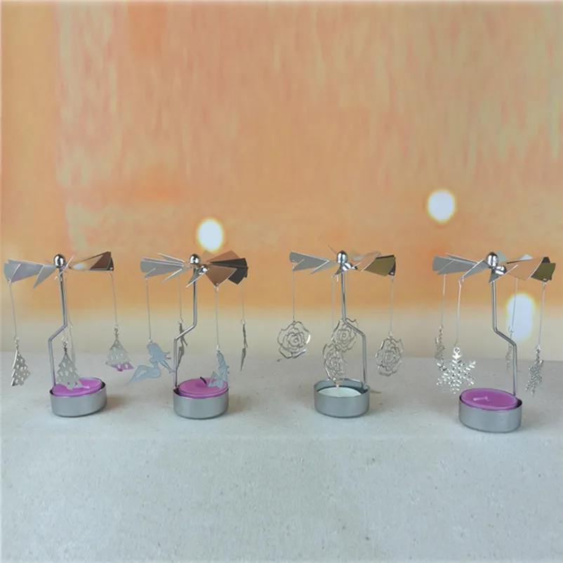 High Quality Hot Sale Hot Spinning Rotary Metal Carousel Tea Light Candle Holder Stand Light Xmas Gift Gift Home Decor 3N27 (1)