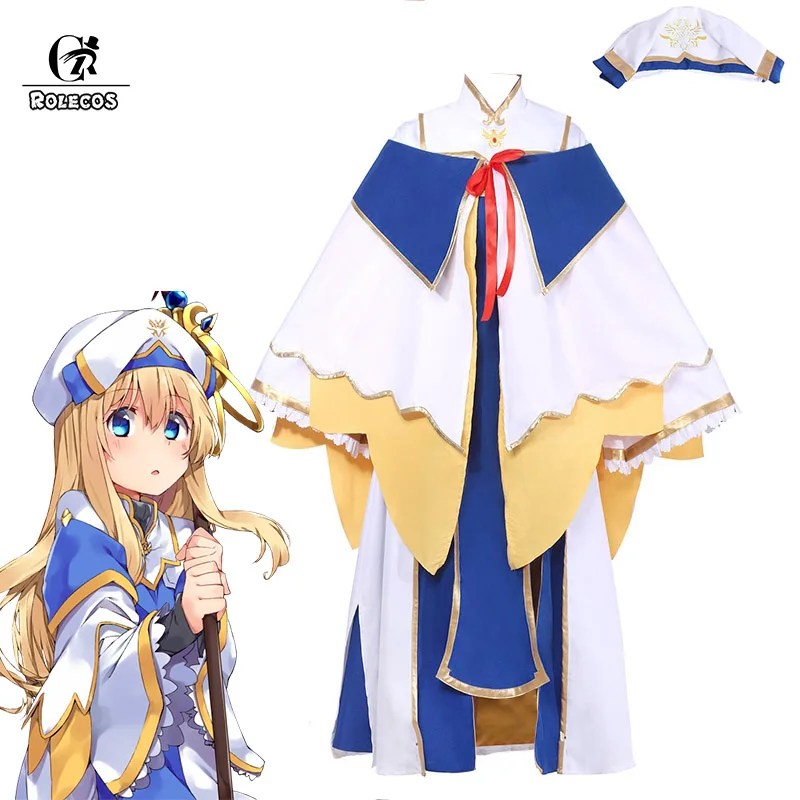 ROLECOS Goblin Slayer Cosplay Costume Onna Shinkan Cosplay Goble Costume Anime Women Priest Robe Halloween Cloak Hat 2018 Fall 