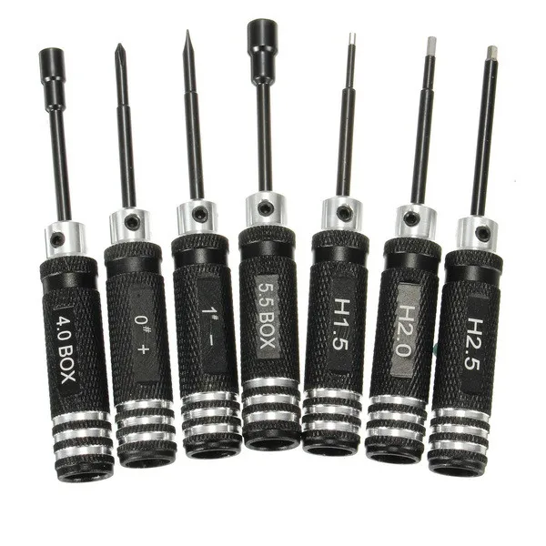 

7Pcs Black/Blue Stainless Steel Hex Screwdriver Screwdriver Kit Repairing Hand Tool For Model of Car Helicopter Plane