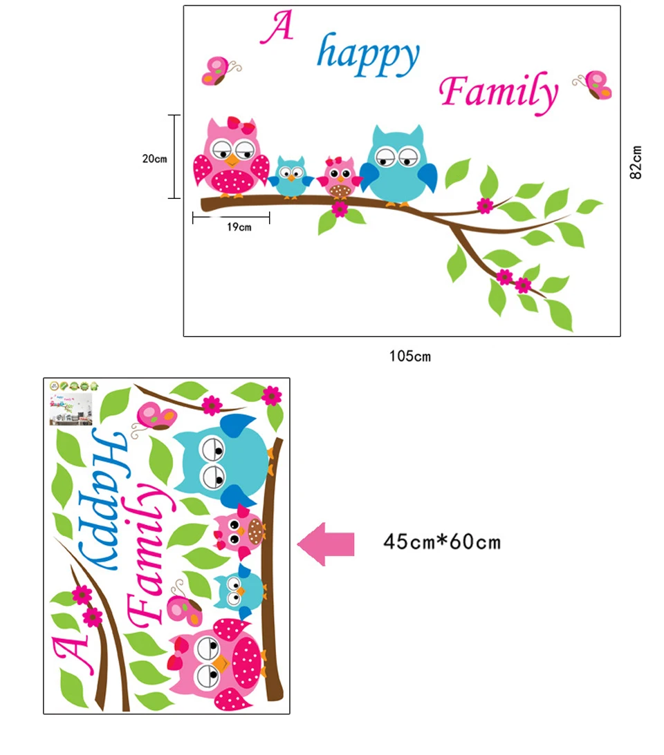 Милые наклейки на стену с изображением совы для детской комнаты, комнаты для девочек, украшения для спальни, дерево, цветы, наклейки на стену, украшение детской комнаты