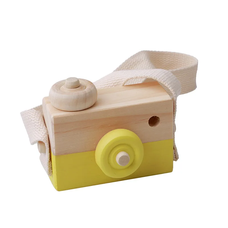 Новые милые мини игрушки с деревянной камерой, безопасные натуральные Игрушки для маленьких детей, модные развивающие игрушки, подарки на день рождения и Рождество - Цвет: Цвет: желтый