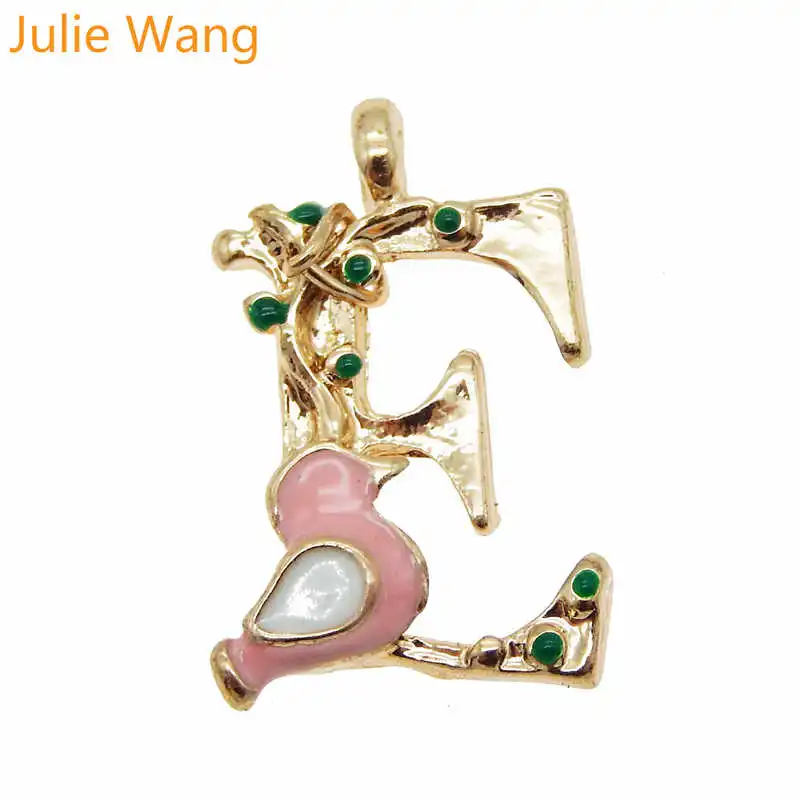 Julie Wang, 6 шт., золотой тон, A-Z, 26 букв, эмаль, красочные афабецы, подвески, ожерелье, подвеска, серьги, сделай сам, аксессуары для изготовления ювелирных изделий - Окраска металла: E