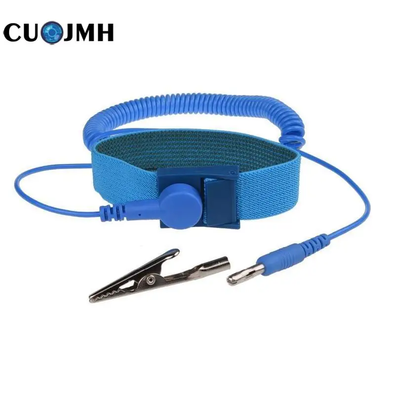 

Wrist Protection Devices Light Blue Anti-static Wrist Band Pvc Reusable Wrist Band Strap Hand With Grounding Wire Protection