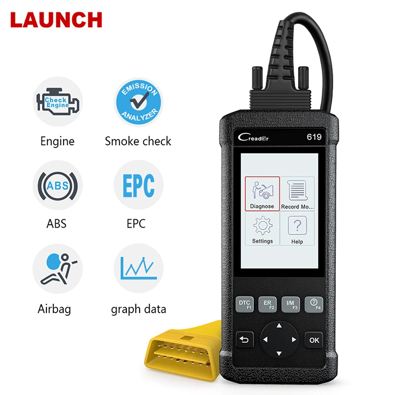 Launch CR619 OBDII Автомобильный сканер SAS ABS SRS подушка безопасности многоязычный