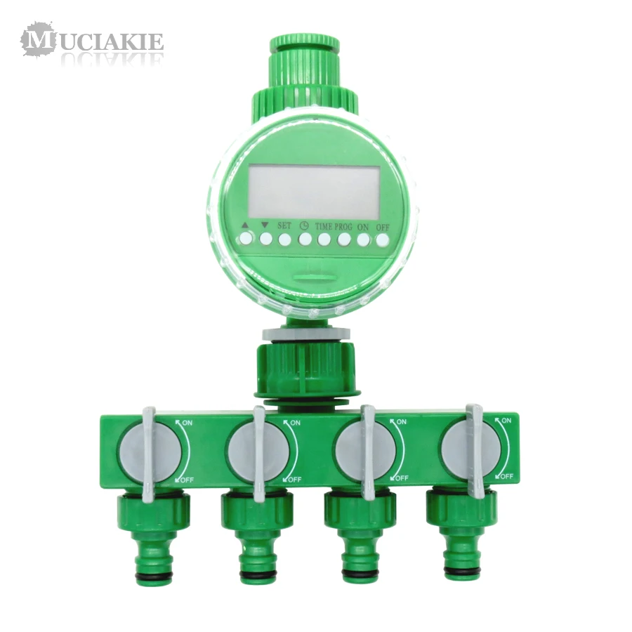

1 SET Garden Water Timer for 1/2 3/4'' Male Thread Tap Faucet with 3/4'' 1'' 4 Way Water Splitter w/ Shut Off for 16mm Connecter