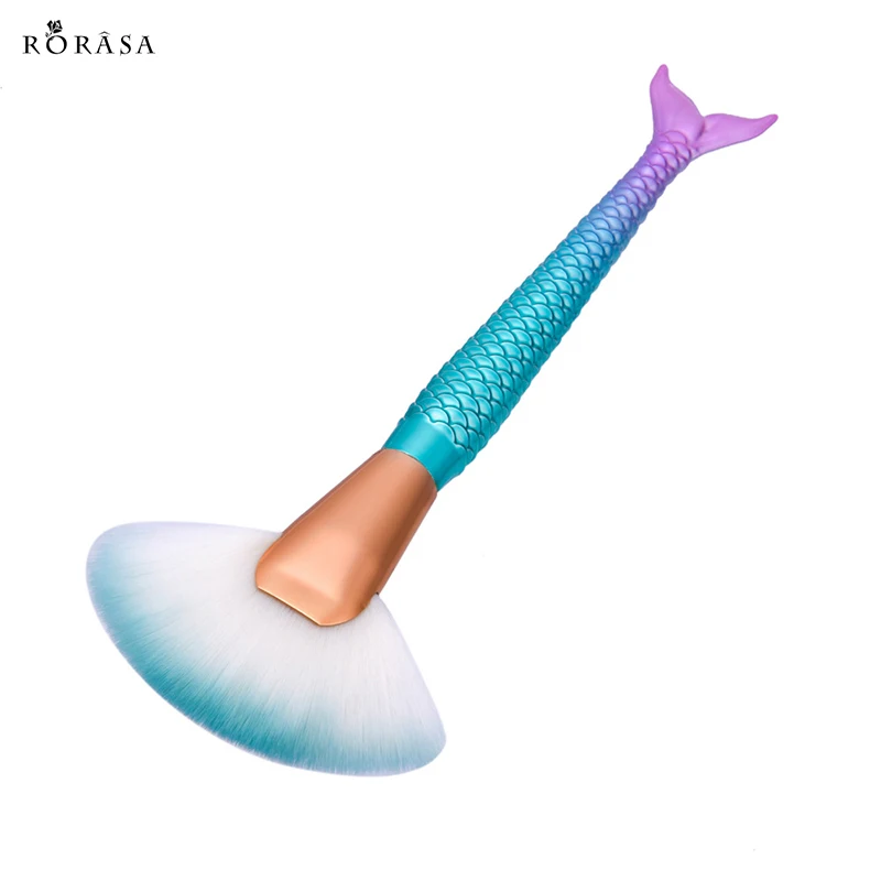 

Single Mermaid Makeup Brush Plating Gradation Fish Fishtail Brushes Eye Shadow Foundation Blushing Cosmetic Brush Beauty Tool 15