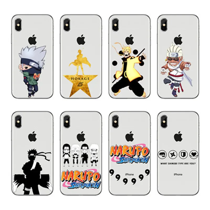 

Moda Anime Naruto Sasuke kakashi Soft TPU transparent plastic Tampa Da Caixa Do Para O iPhone Da Apple 4 5 6 7 8 X Plus Coque