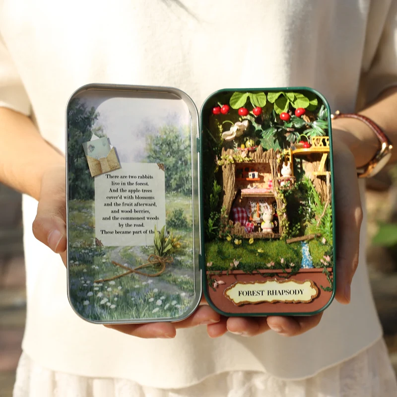 Box Theatre DIY Doll House Casa Nostalgic Theme Miniature Scene Wooden Miniature Puzzle Toy Furnitures Notes Q Series #E