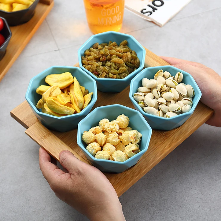 Четыре/пять частей набор фруктов тарелка подносы креативные керамические тарелки для закусок/орехи/Десерты эко Натуральный Бамбуковый Поднос