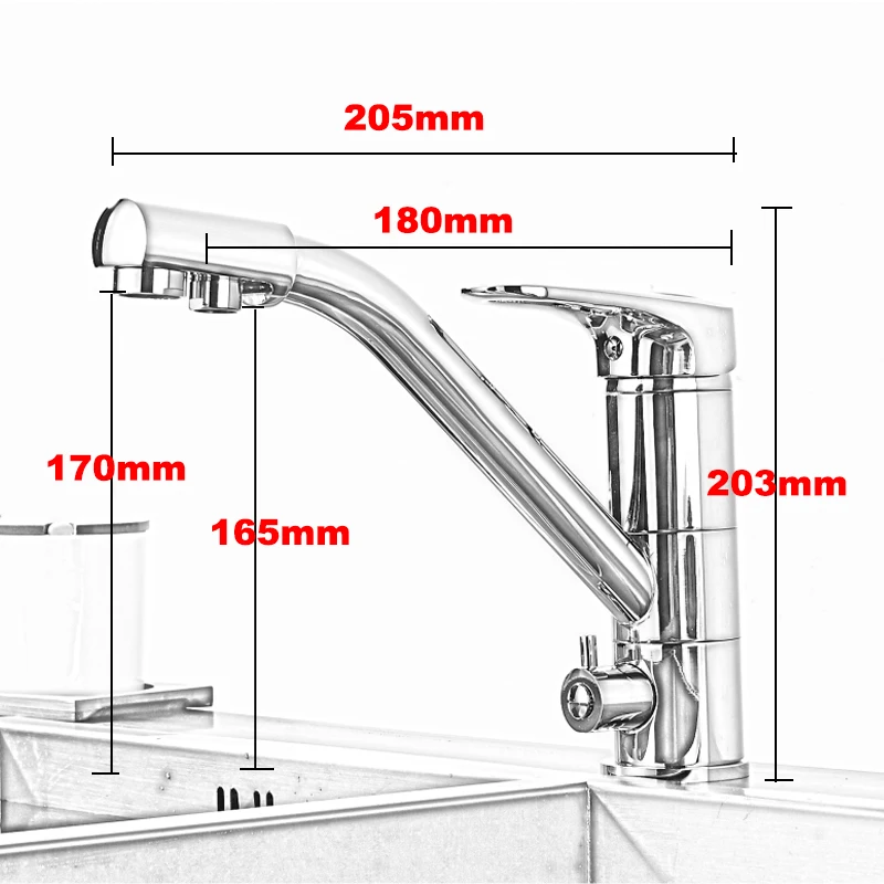 POIQIHY кухонный кран полированная отделка поворотные Кухонные смесители латунный корпус фильтр для воды на бортике с одной ручкой смеситель