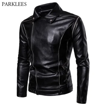 

Sleeve Detachable Faux Leather Jackets Men 2018 Fashion Zipper Biker Motorcycle PU Leather Jacket for Men Casacas Para Hombre