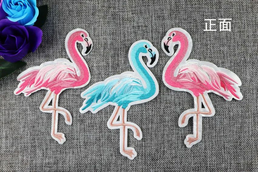 Дополнительная вышивка кружева небольшой свежий Фламинго Вышивка Ткань приклеенная со звездой прилива бренд вышивка DIY ткань