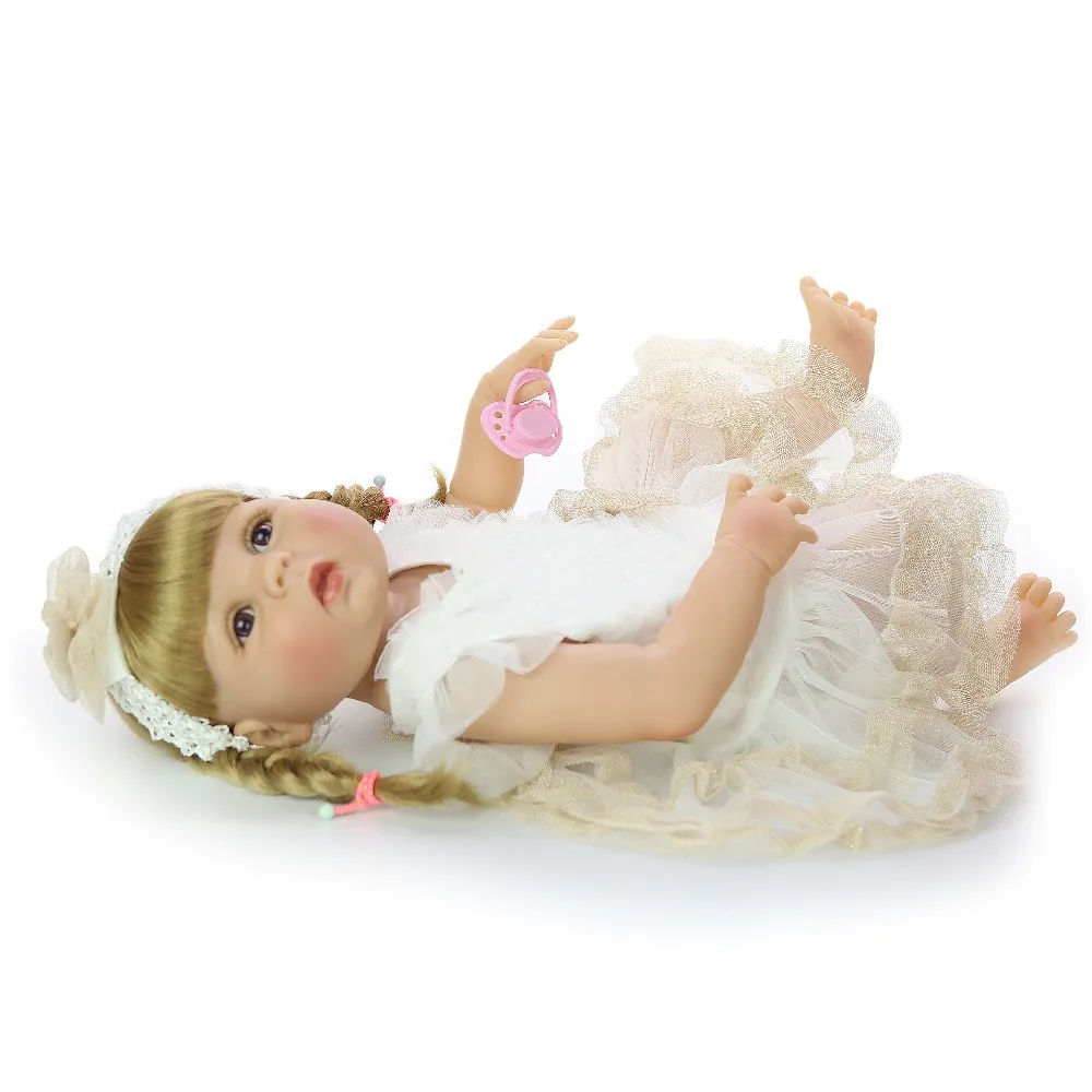 Новый дизайн 23 дюймов силиконовые всего тела Reborn Baby Doll модные реалистичные принцессы для девочек Кукла Детская подарок на день рождения