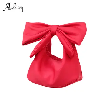 

Aelicy High Quality Leather Cute Handbag For Women Lovely Bowknot Space Cotton Handbag Hobos Bag Fashion Accessories for Women