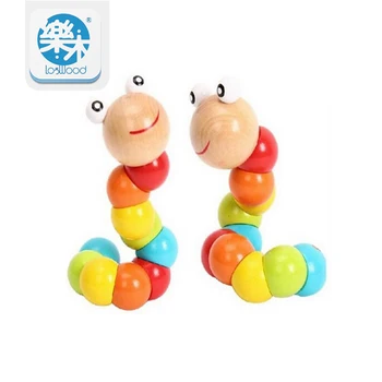 

NEW Cute Insert Puzzle Kids Educational Wooden Toys Baby Children Fingers Flexible Training Science Twisting Worm Toys hot sale