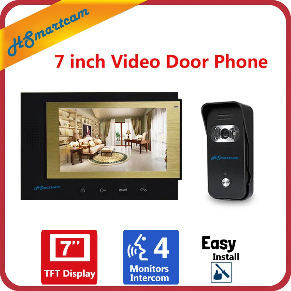 

7 inch TFT LCD Video Doorphone Visual Doorbell Intercom System 800x480 Indoor Monitor 700TVL Outdoor Infrared Wide Angle Camera