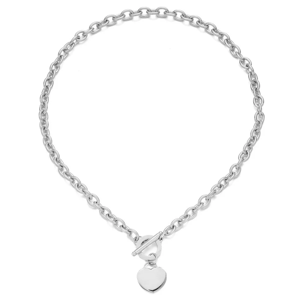 silver necklaces Женский набор ювелирных изделий из нержавеющей стали с тумблером в форме сердца для девочек, серебро, золото, Персиковое сердце, ожерелье с подвесками браслет, набор - Окраска металла: silver necklaces
