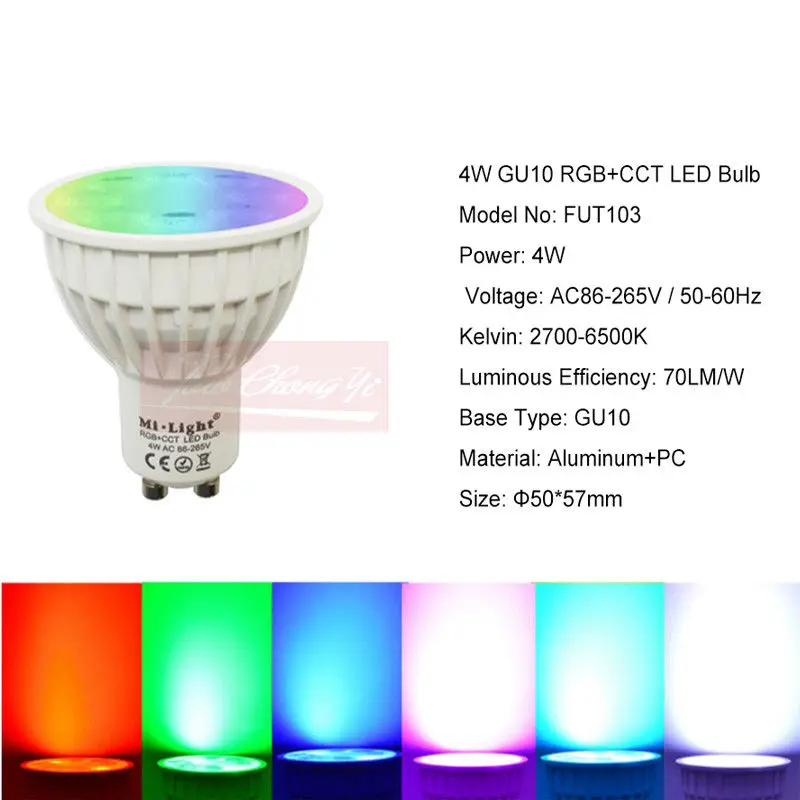 Ми свет RGBCCT затемняемый Светодиодная лампа 4 Вт MR16 GU10, 6 Вт, 9 Вт, 12 Вт, E27 светодиодные лампы беспроводной Wi-Fi контроллер коробки 2,4 г RF пульт дистанционного управления