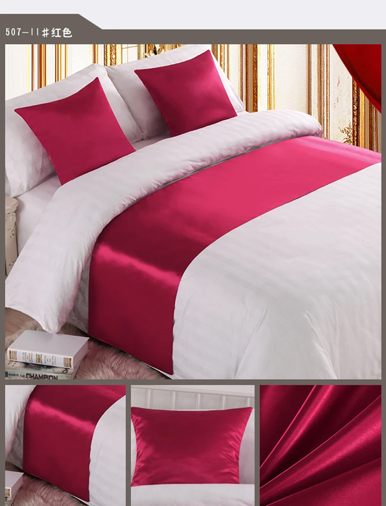 RAYUAN Silk and Satin Bedspreads Silk Fabrics Bed Runner Bedding Single Queen King Bed Cover Towel Home Hotel Decorations