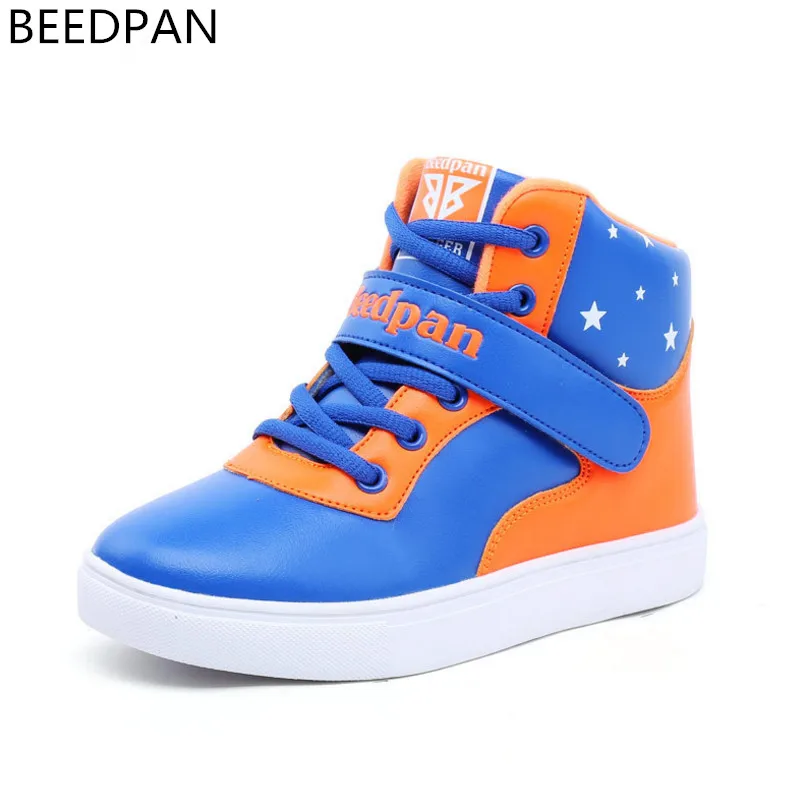 

BEEDPAN Autumn Winter Children Shoes Boys And Girls Leather Shoes Kids Boys Sport Shoes Running Toddler Girl High Top Sneakers