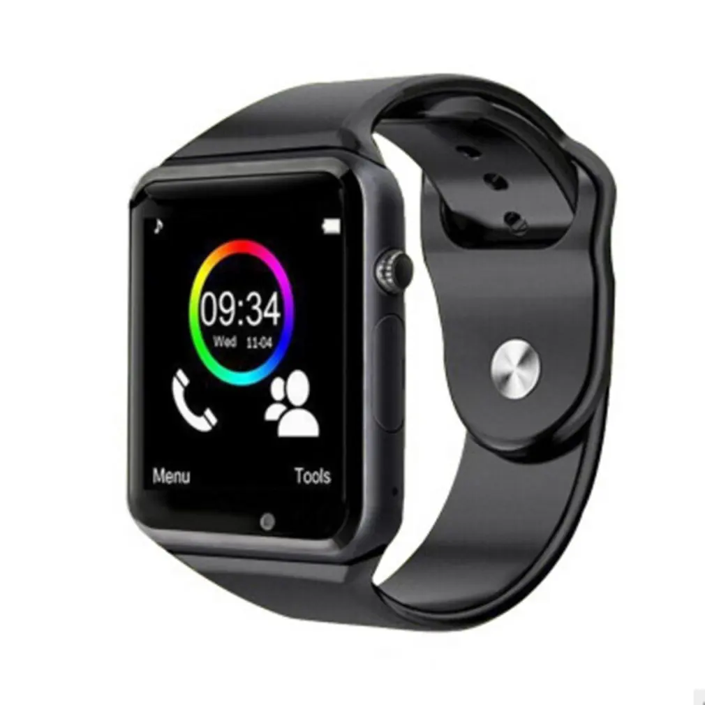 A1 Wristwatch Bluetooth Smart Watch Band Sport Pedometer With Camera Smartwatch For Android Smartphone Russia T15 good than DZ09 - Цвет: black