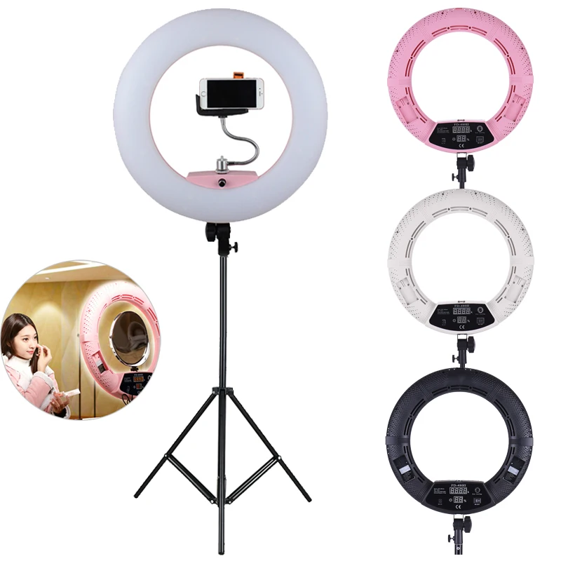 Photography LED Ring Light 96W Dimmable 3200-5500K LED Lamp Video Light with 2m Light stand +Smartp