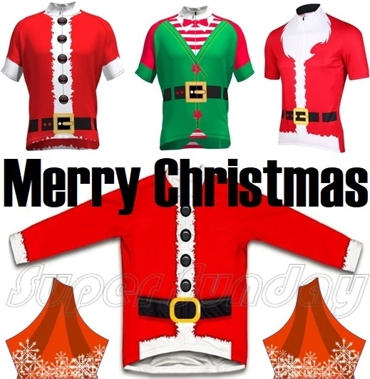 Christmas Cycling Jersey Santa Claus Red Riding Shirt New Year Gift